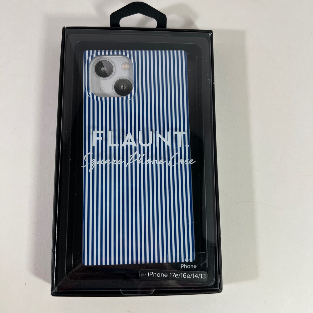 Flaunt iPhone 17e/16e/14/13 Square Case Striped Blue White FT057802-OP NIP